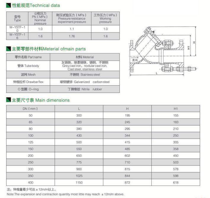 Y型拉杆伸缩过滤器