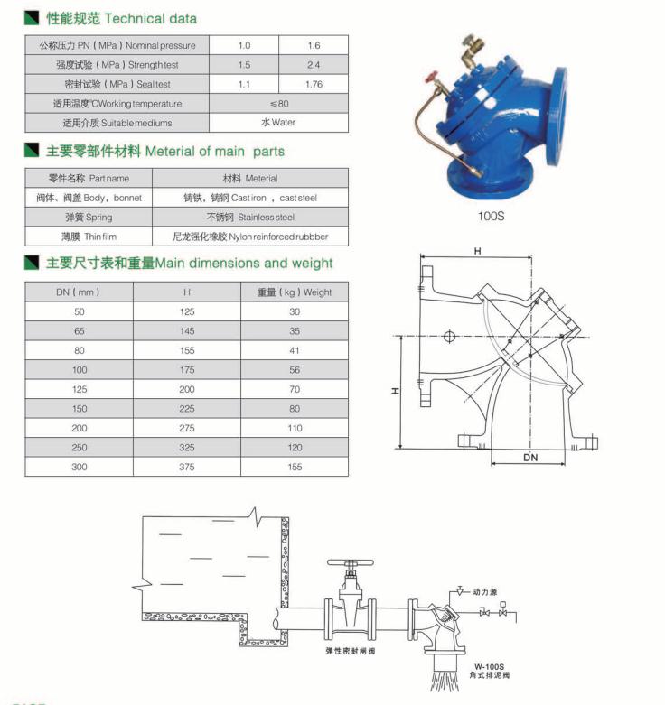 角型隔膜式排泥阀